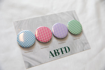 Pastel Checkerboard Button Magnet Set