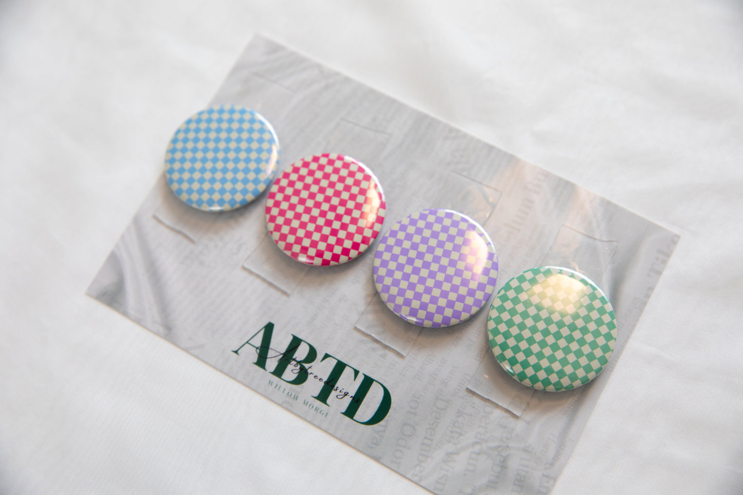 Pastel Checkerboard Button Magnet Set