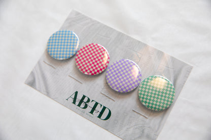 Pastel Checkerboard Button Magnet Set