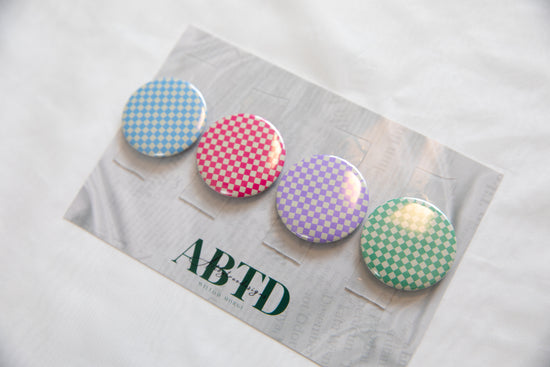 Pastel Checkerboard Button Magnet Set