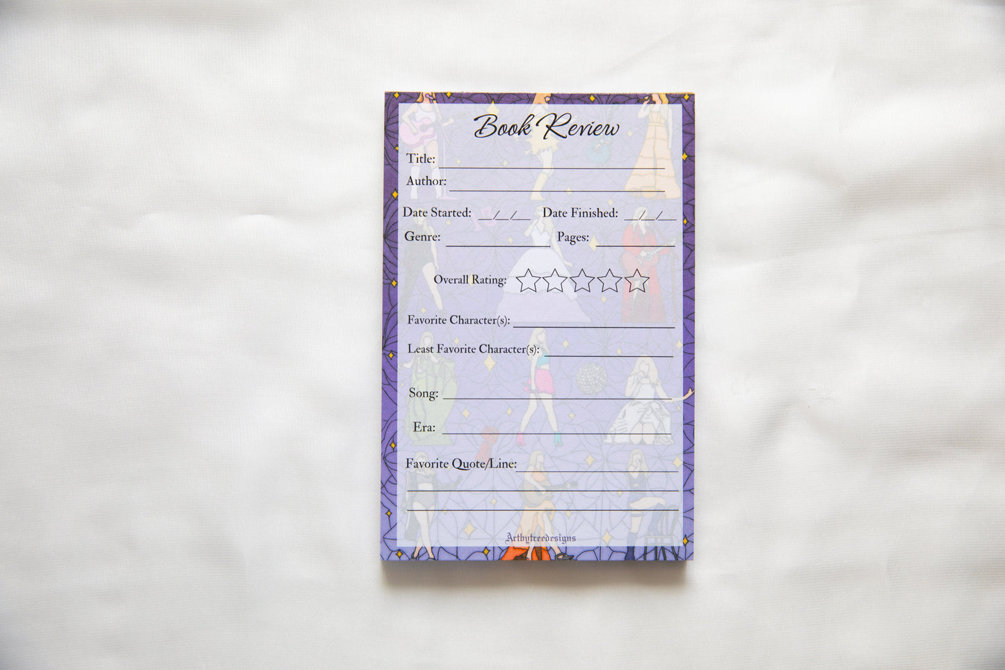 Purple Eras Stained Glass Book Review Pad 4"x6"