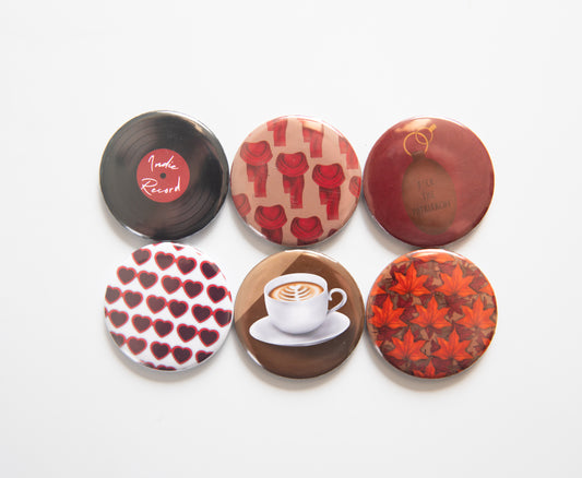 Burning Red Button Magnet Set