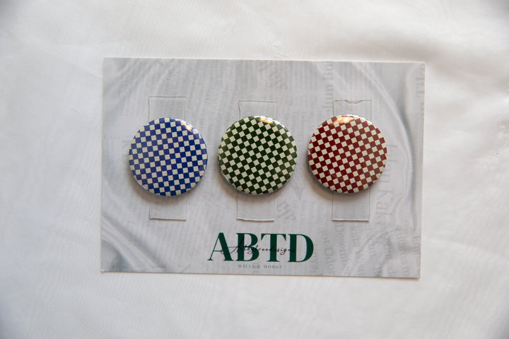 Retro Checkerboard Button Magnet Set