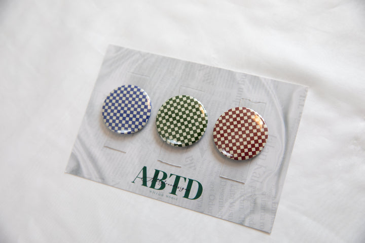 Retro Checkerboard Button Magnet Set