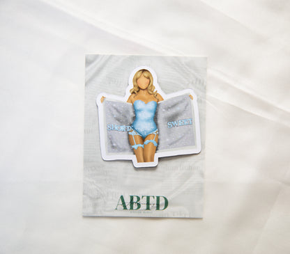 Short N Sweet Towel Bodysuit Light Blue Fridge Magnet