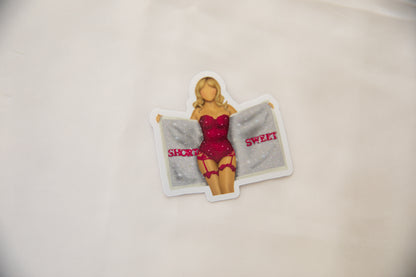 Short N Sweet Towel Bodysuit Magenta Sticker