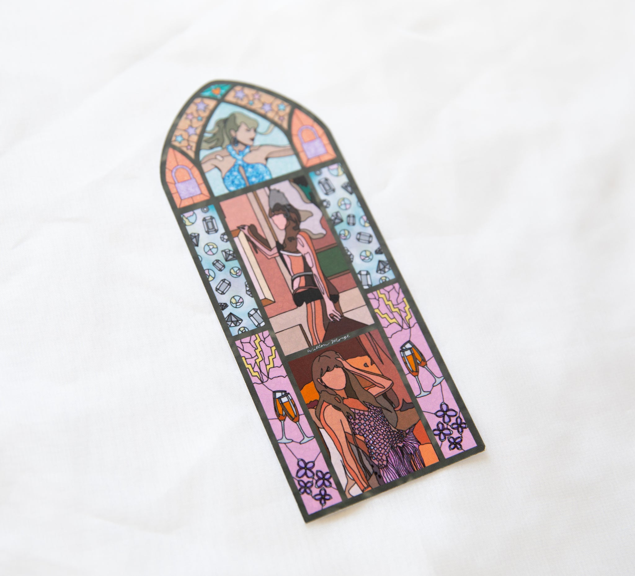 Showgirl Lilacs & Opalite Stained Glass Bookmark