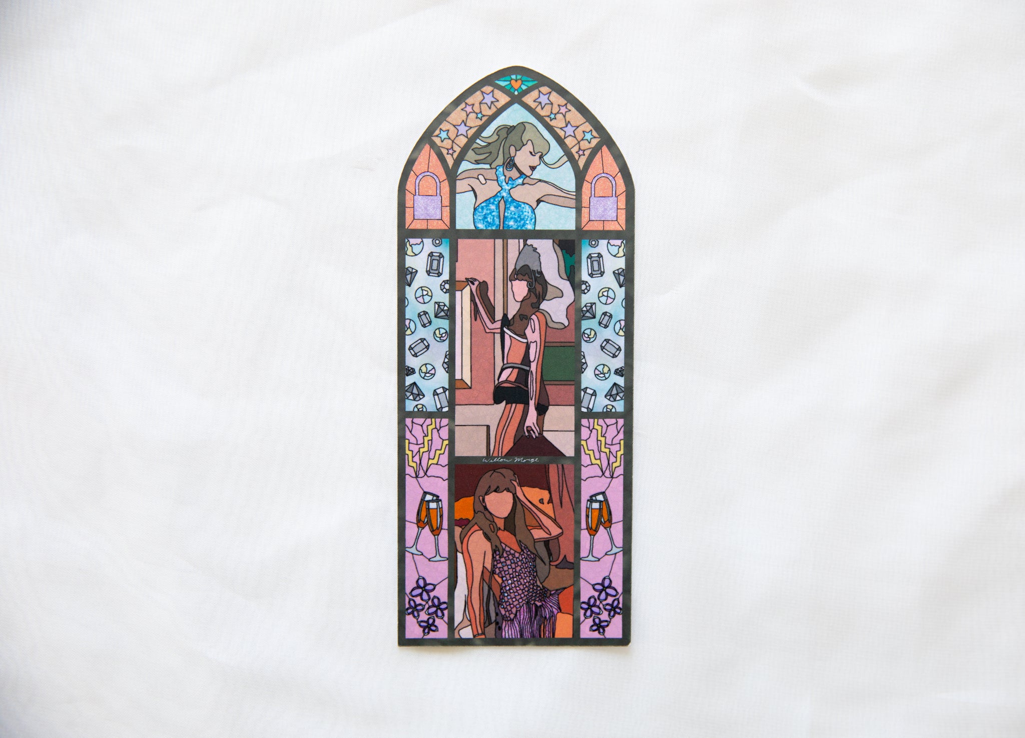 Showgirl Lilacs & Opalite Stained Glass Bookmark