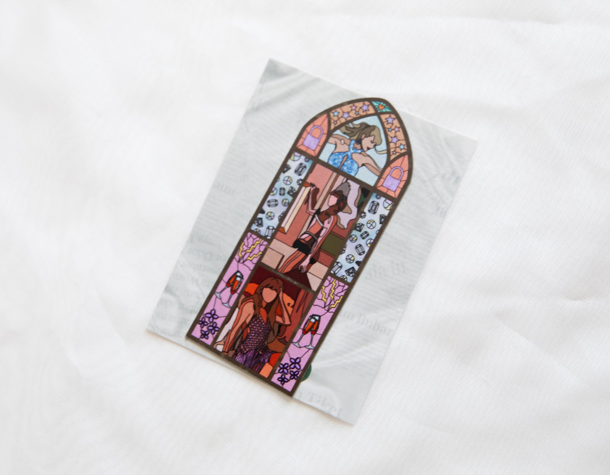 Showgirl Lilacs & Opalite Stained Glass Fridge Magnet