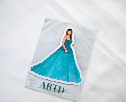 Teal Speak Now Ballgown Fridge Magnet