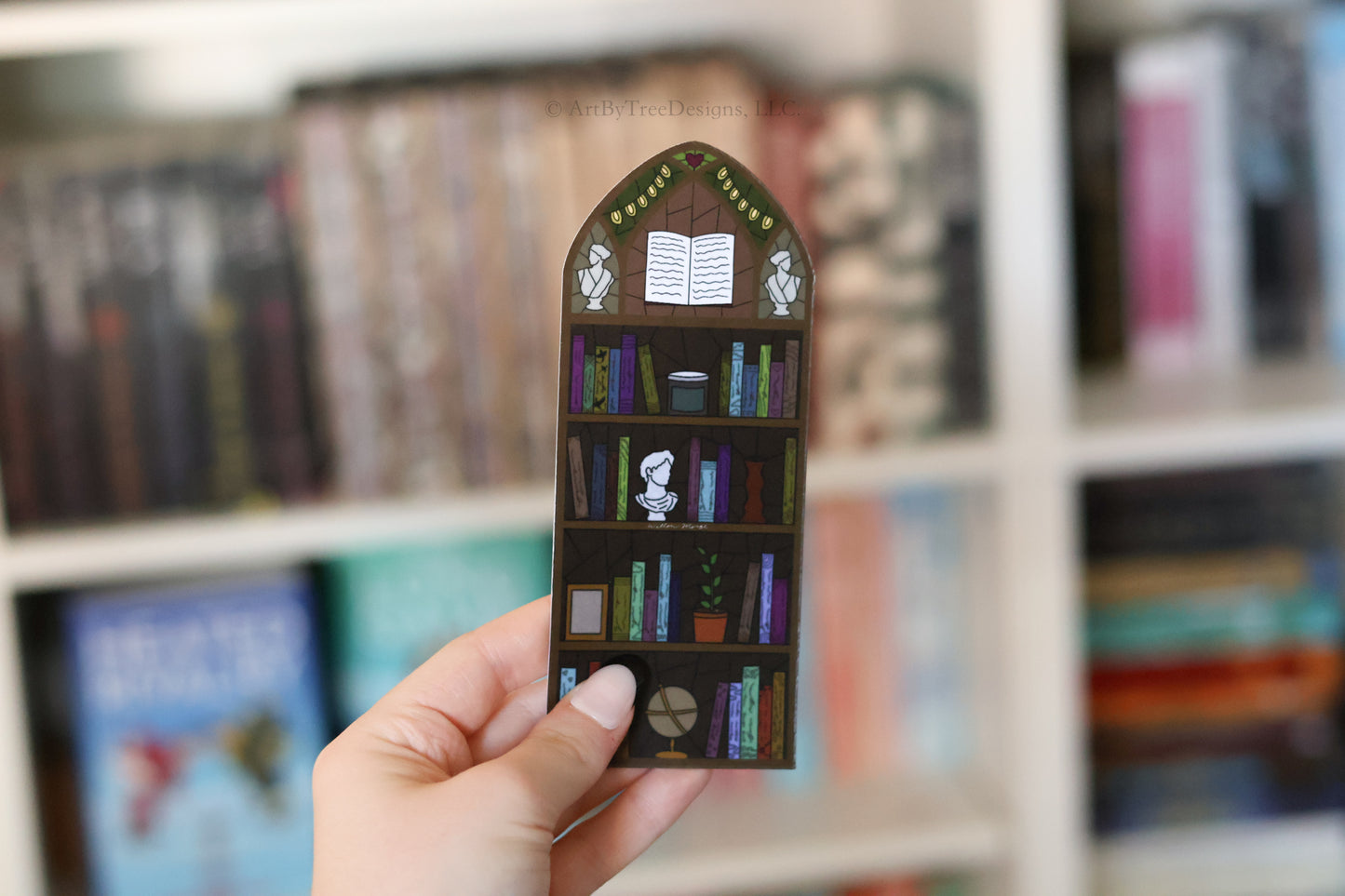 Bookshelf Stained Glass Bookmark (with book details)