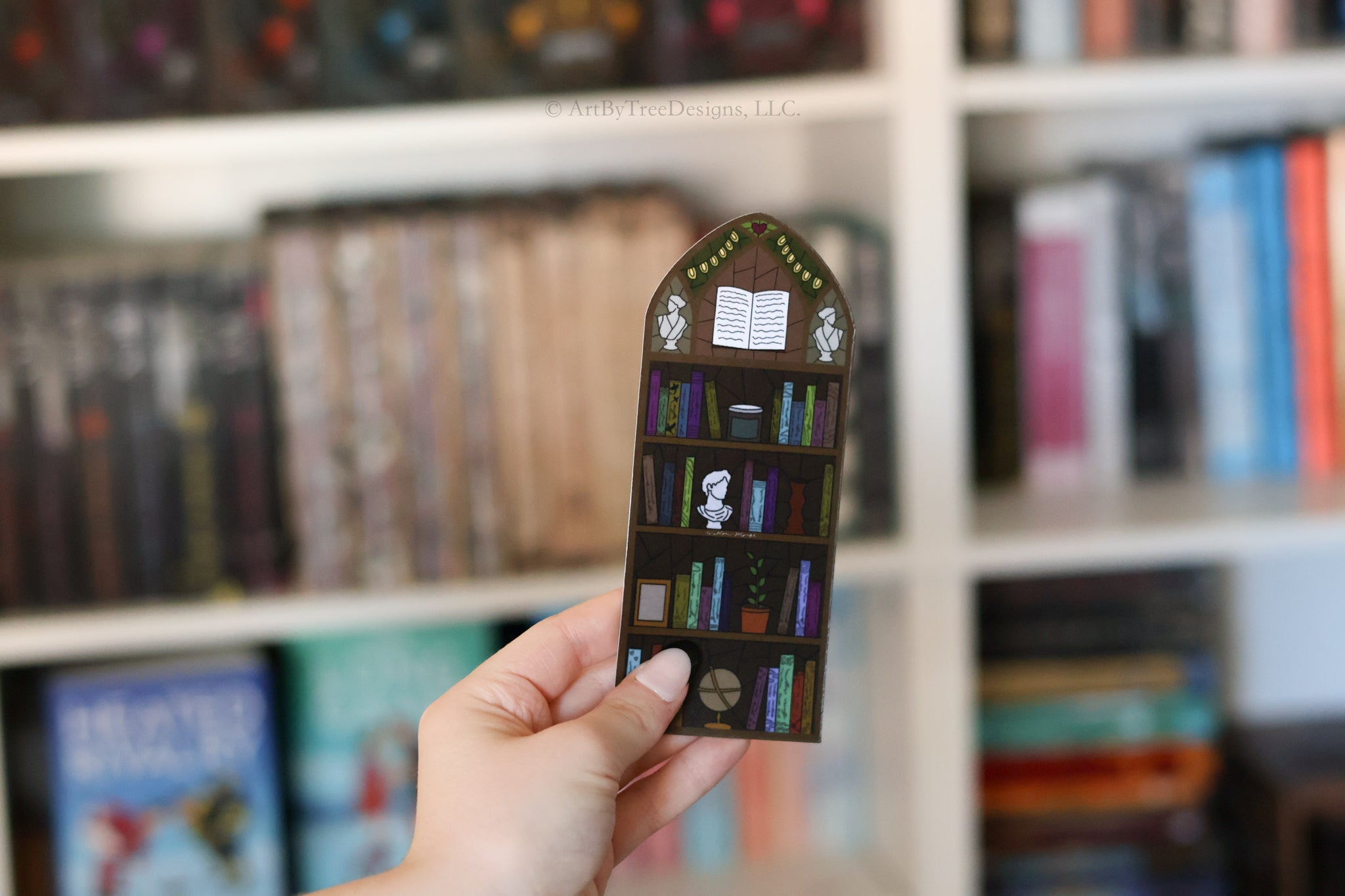Bookshelf Stained Glass Bookmark (with book details)