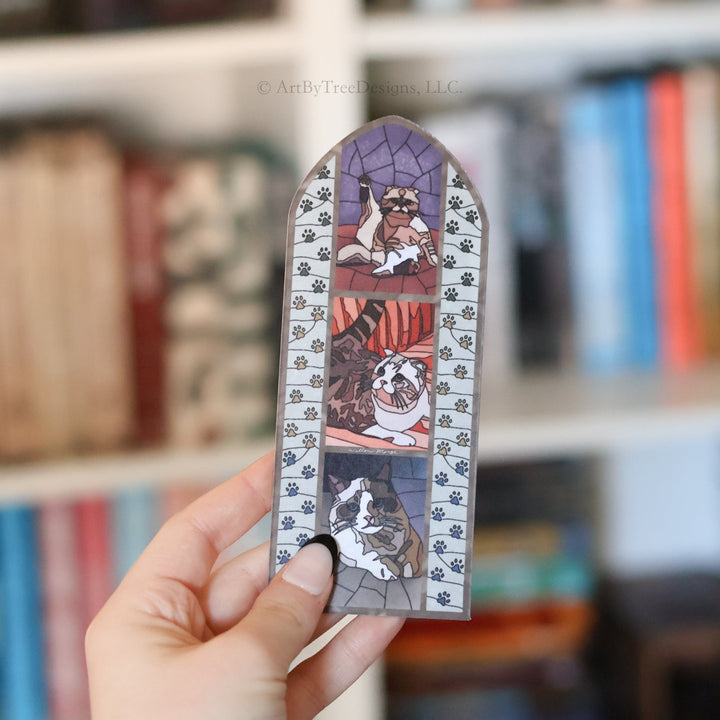 Kitty Committee Stained Glass Bookmark