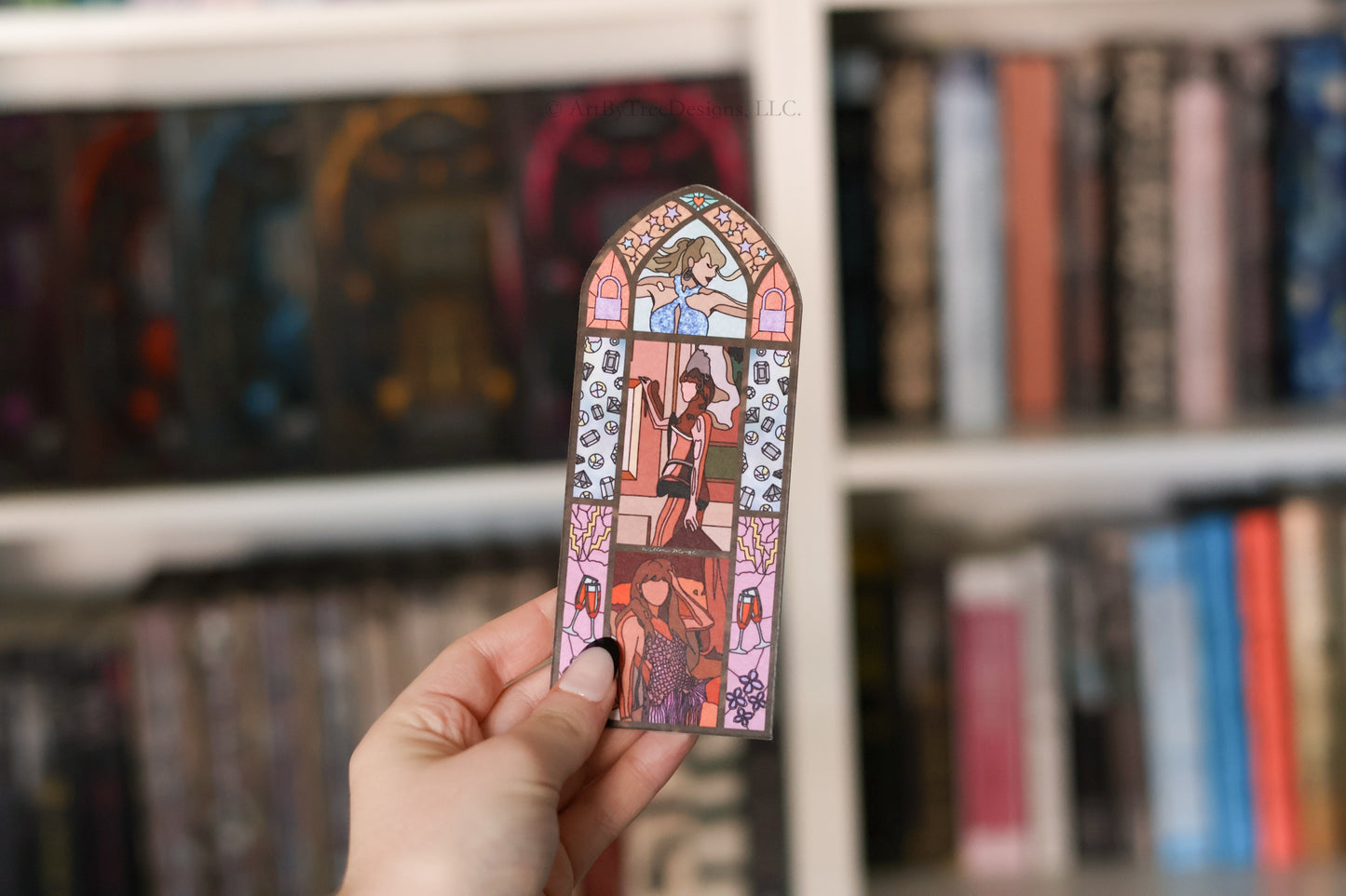 Showgirl Lilacs & Opalite Stained Glass Bookmark